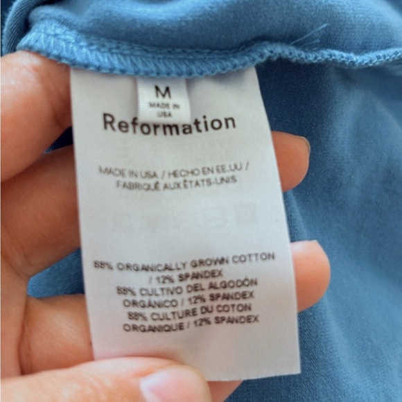 Reformation Alden Knit Organic Cotton Dress Mini High Mock Neck Ruched Medium - Picture 6 of 6